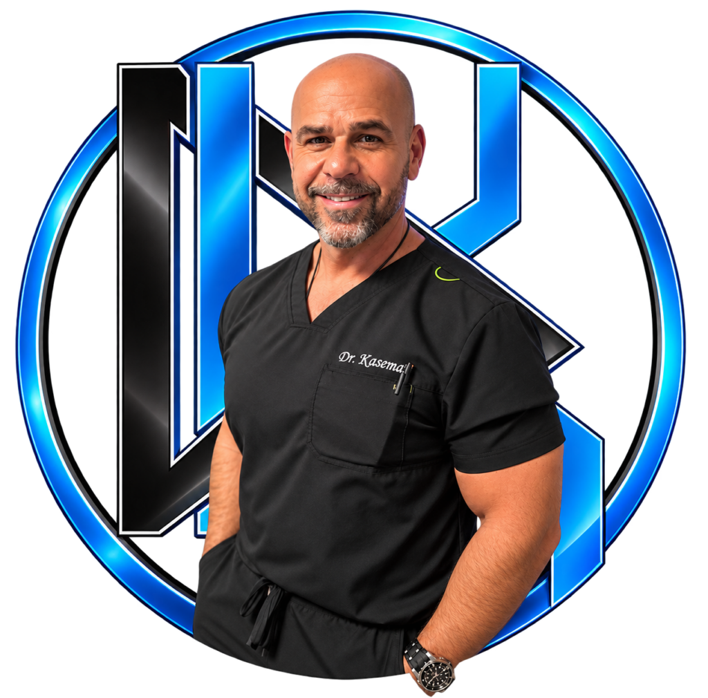 Dr, Kaseman with business logo